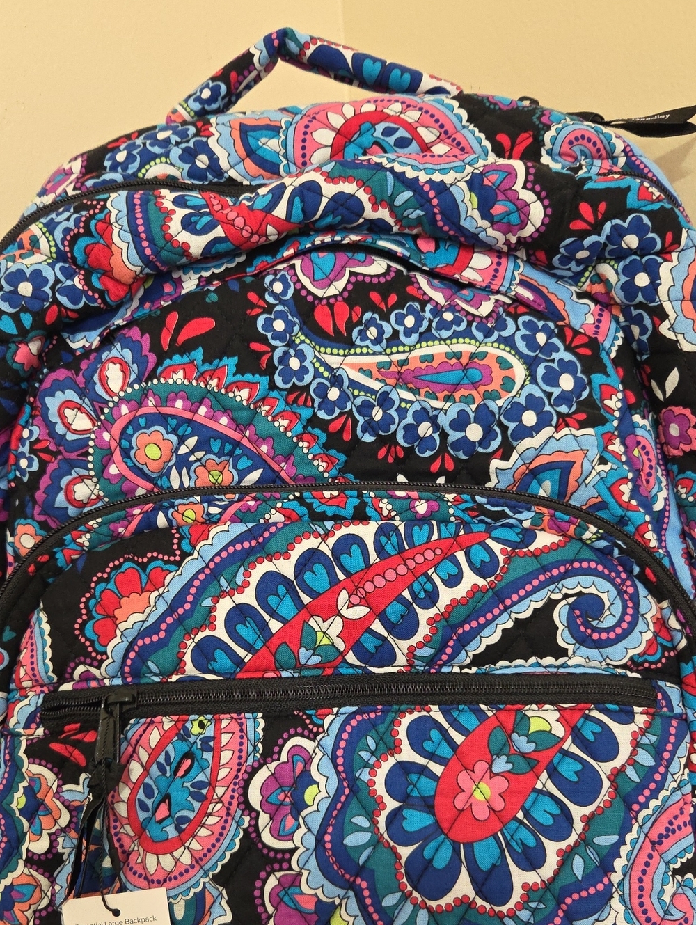 Vera Bradley Black Multicolor Paisley Quilted Backpack - Picture 4 of 12